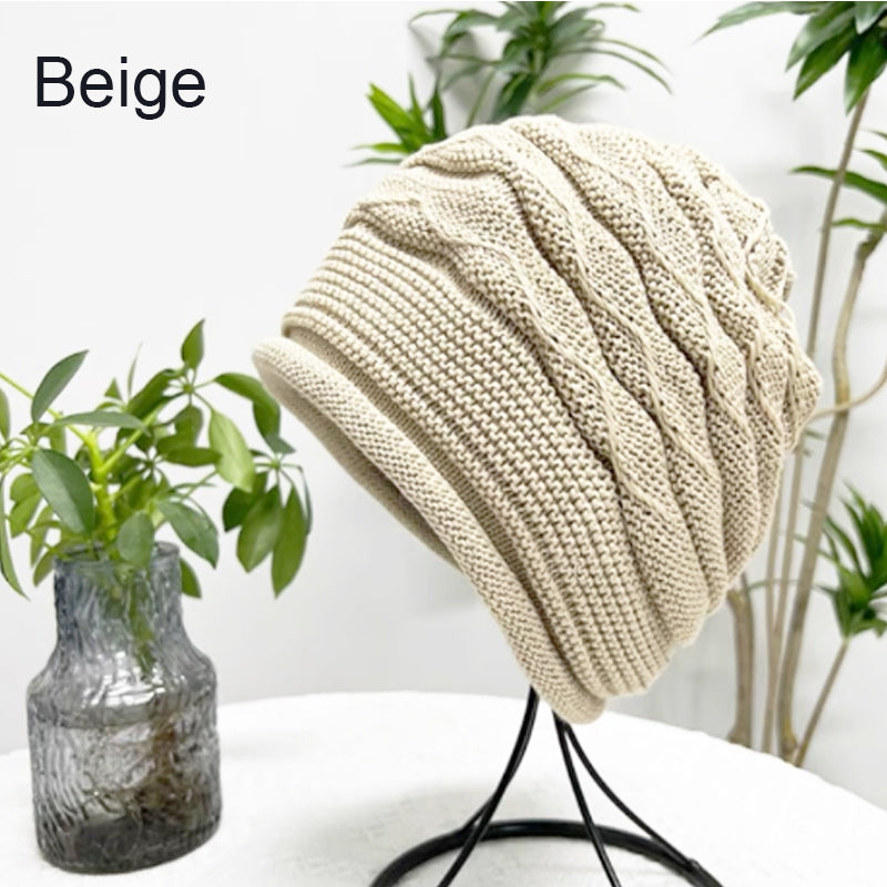 Pleated Hem Knitted Cold Hat