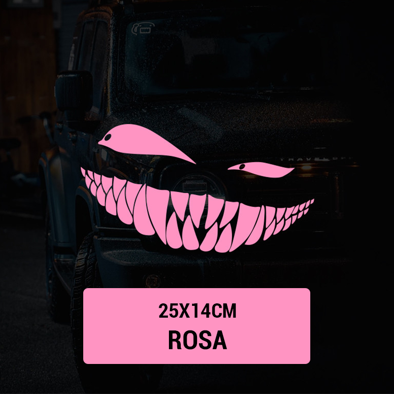 Auto-Aufkleber „Zähne schielen, lächeln“./Teeth squint evil smile sticker