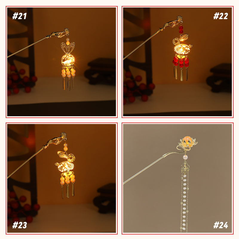 Retro Tassel Luminous Lantern Hairpin