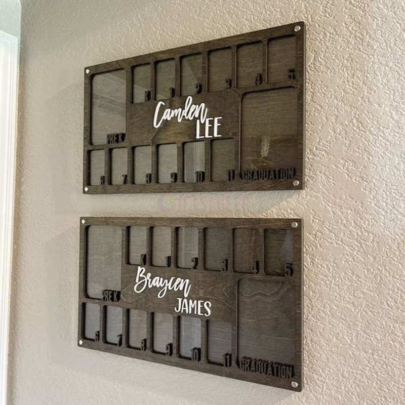 Wooden Child Growth Record Photo Frame