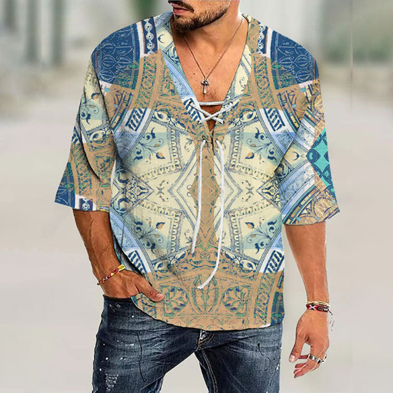 Loose Plus Size Tie Pullover Shirt