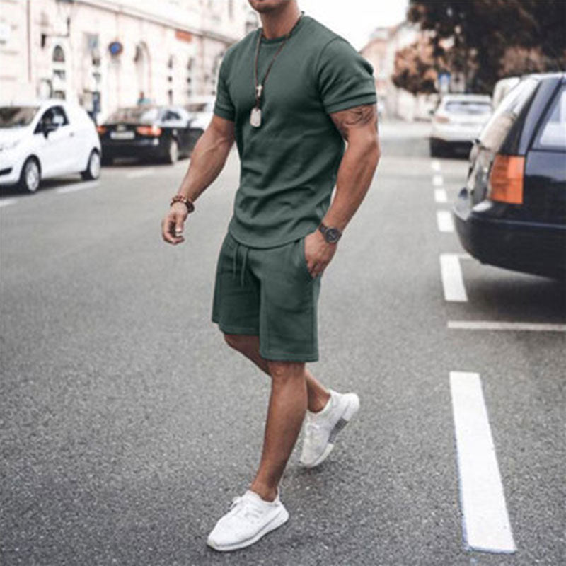 Men's Summer Short Sleeve Shorts Set