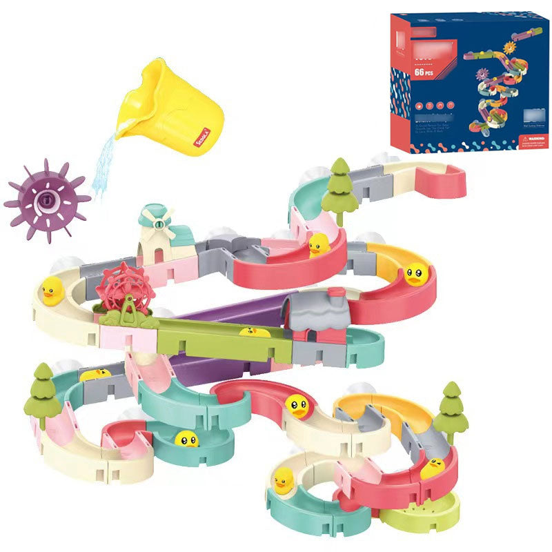 Diy Baby Playing With Water Sprinkler Assembled Track Slider