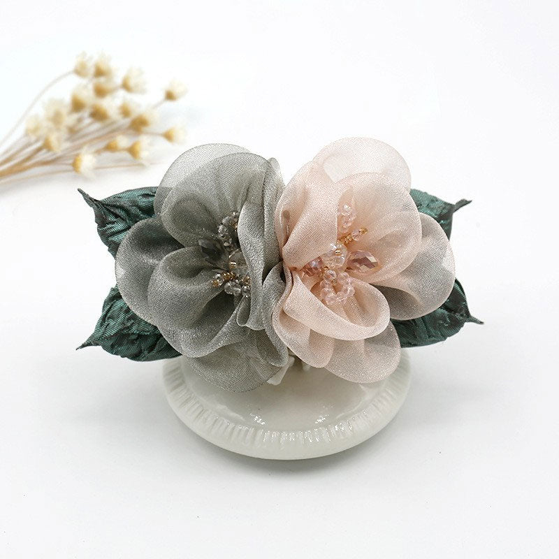Tulle Flower Hair Net Hair Clip