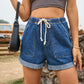 Women'S Tie Elastic Waist Denim Shorts