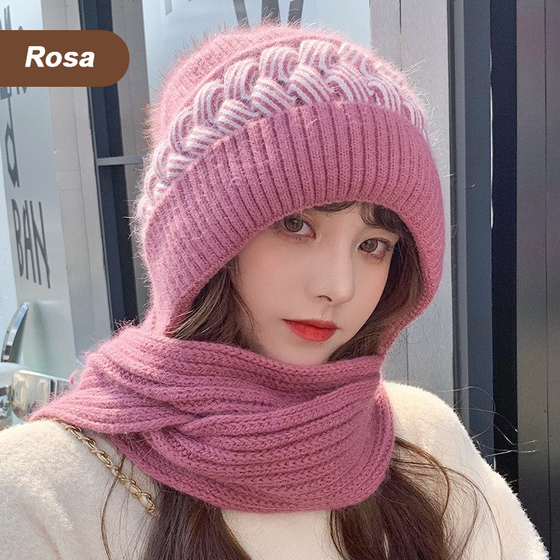 Gorro De Punto Con Bufanda Gruesa Y Cálida./knitted scarf hat