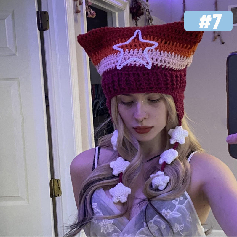 Hand Knitted Fox Ear Beanie