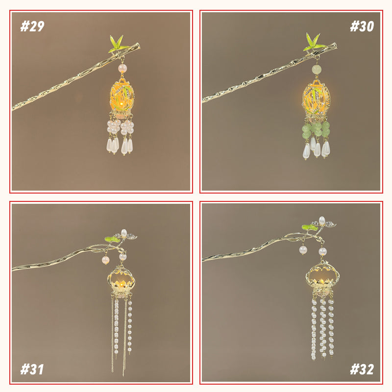 Retro Tassel Luminous Lantern Hairpin