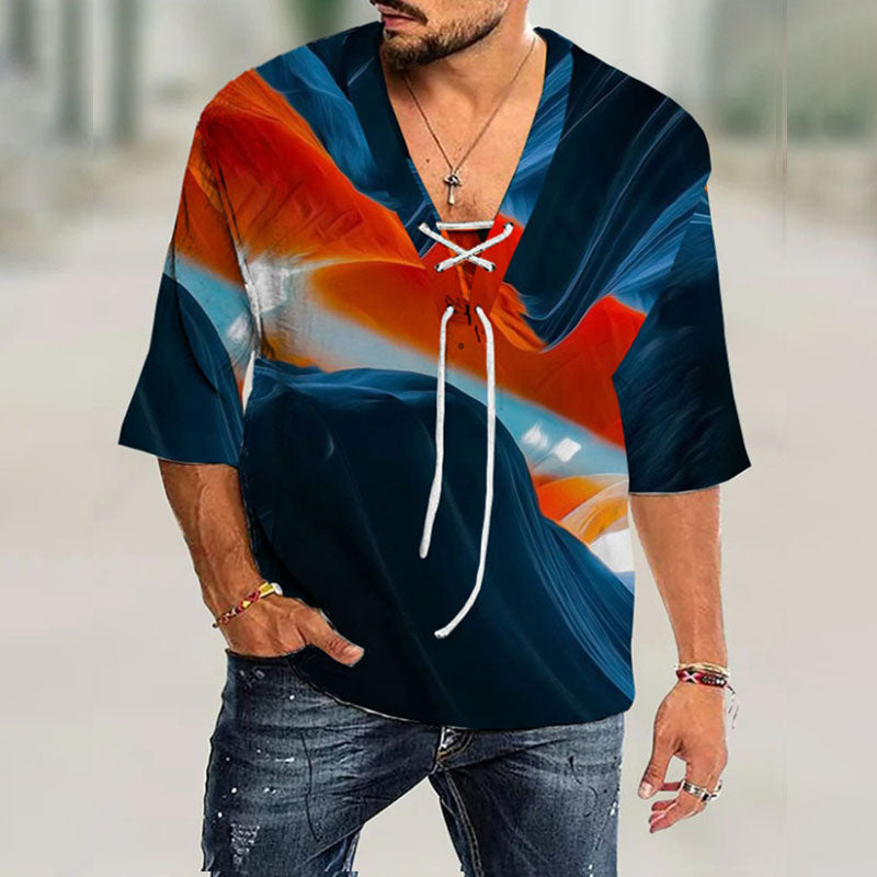 Loose Plus Size Tie Pullover Shirt