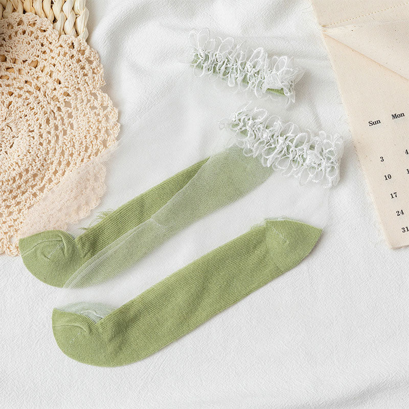 Summer Lace Crystal Socks