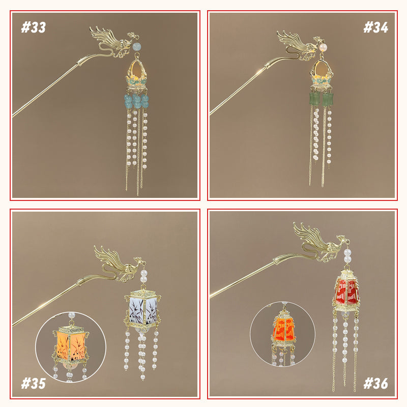 Retro Tassel Luminous Lantern Hairpin