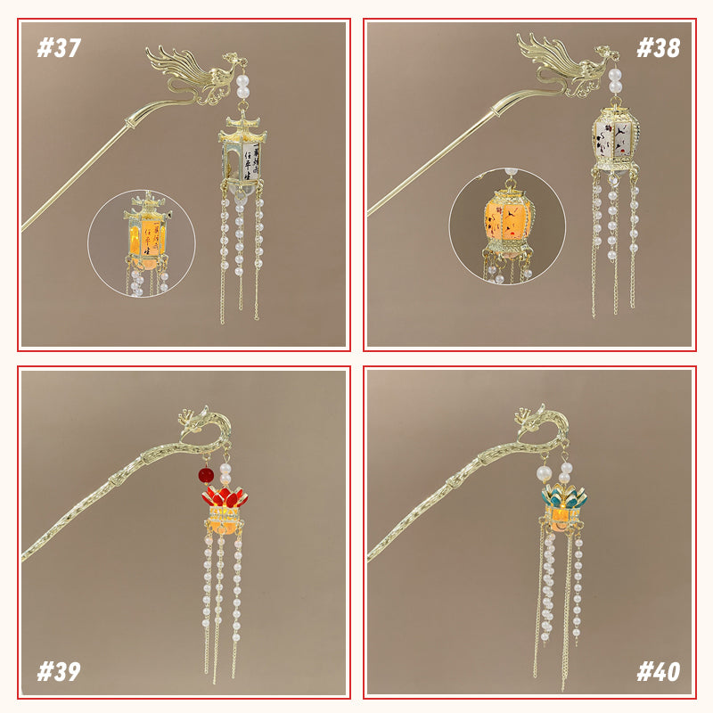 Retro Tassel Luminous Lantern Hairpin
