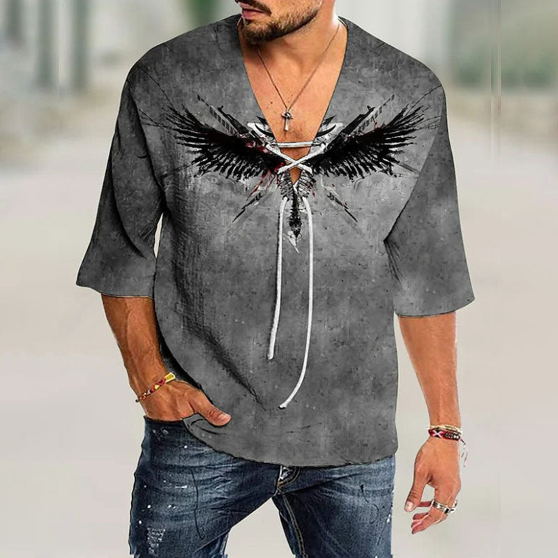 Loose Plus Size Tie Pullover Shirt