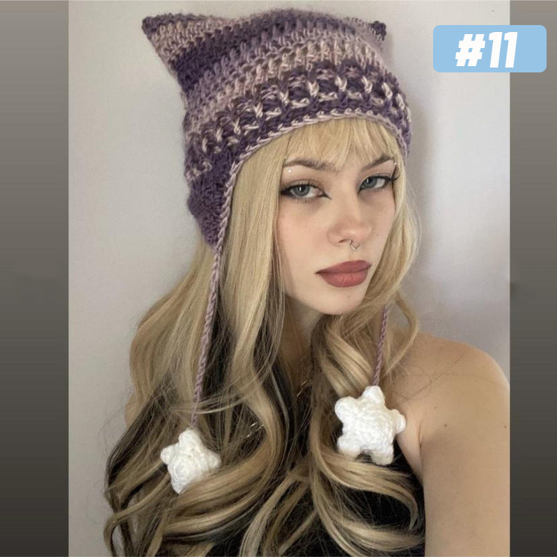 Hand Knitted Fox Ear Beanie