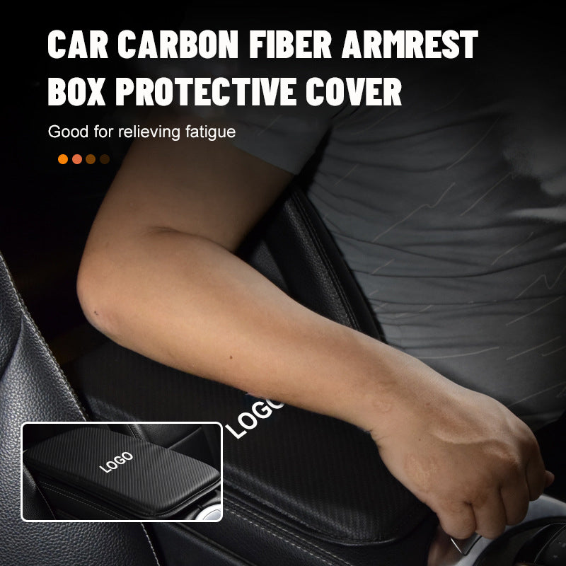 Car Carbon Fiber Armrest Box Protective Cover
