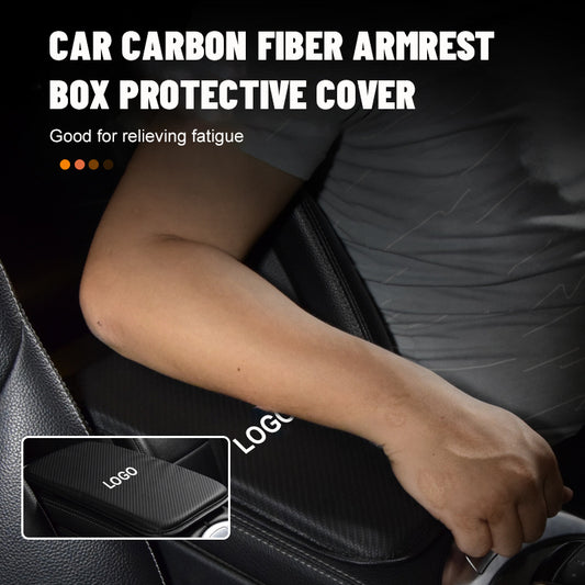 Car Carbon Fiber Armrest Box Protective Cover