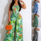 Leaf Print Wide-Leg Jumpsuit