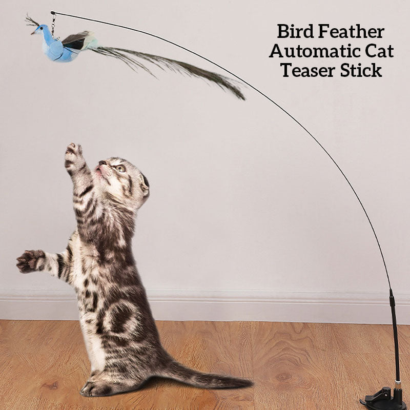 Bird Feather Automatic Cat Teaser Stick