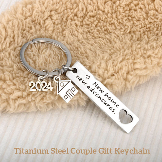 Titanium Steel Couple Gift Keychain