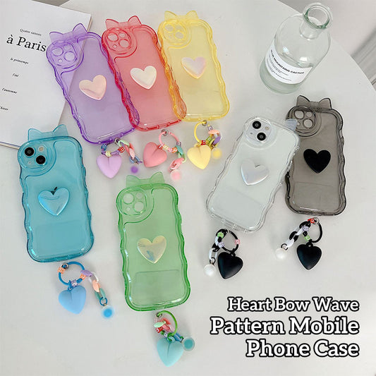 Heart Bow Wave Pattern Mobile Phone Case