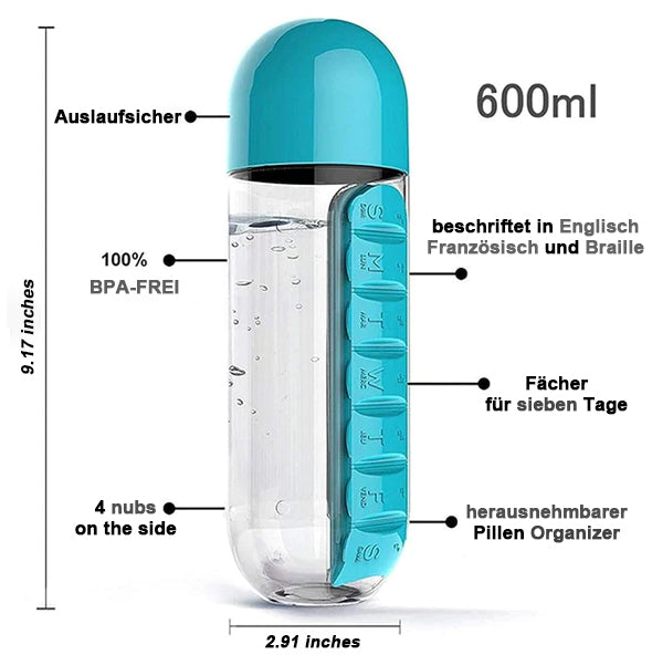 Pillenorganisator-Wasserflasche/Pill organizer water bottle
