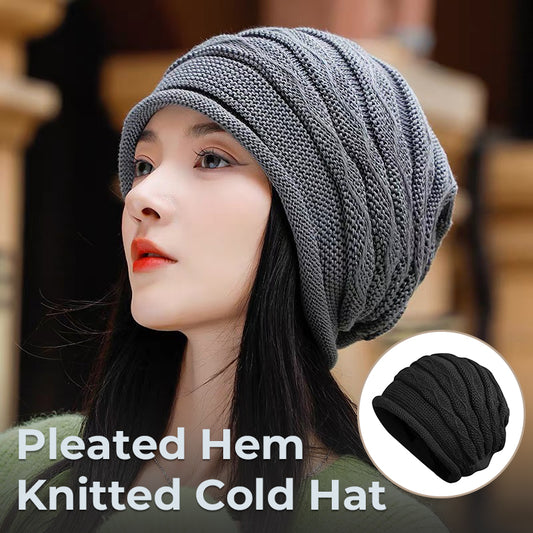 Pleated Hem Knitted Cold Hat