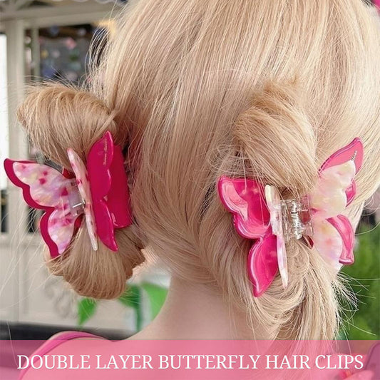 Double Layer Butterfly Hair Clips