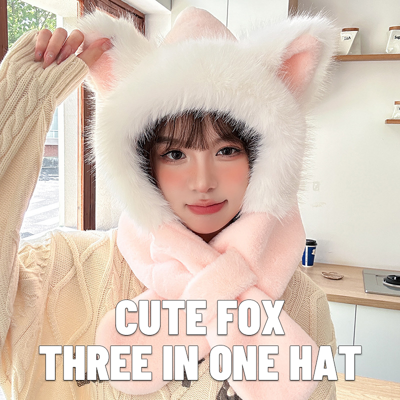 Cute Fox Three-In-One Hat