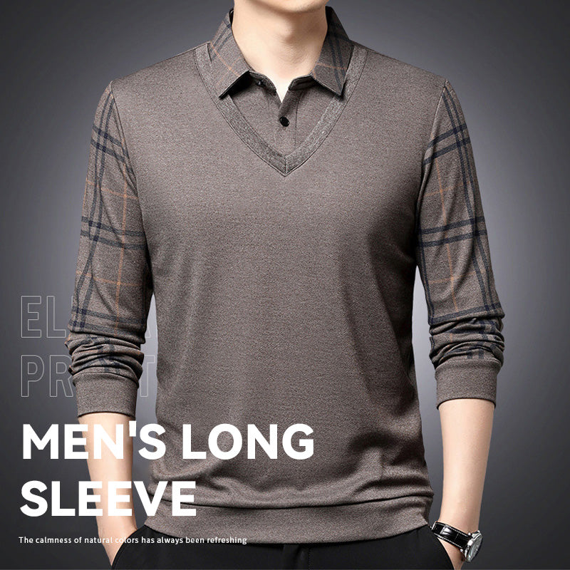 Fake To Deler Strikket Pullover - Fake Two Pieces Knitted Pullover