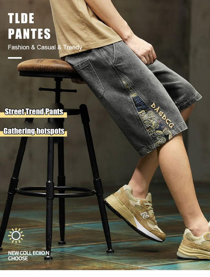 Embroidered Denim Shorts