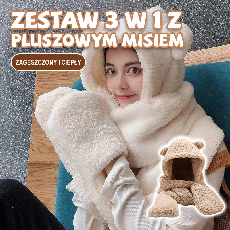 Zestaw 3 W 1 Z Pluszowym Misiem: Czapka, Szalik I Rękawiczki/Teddy Bear 3-in-1 Set: Hat, Scarf and Gloves