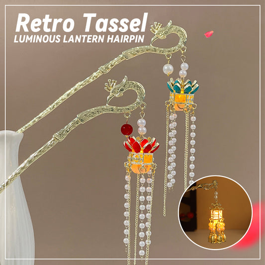 Retro Tassel Luminous Lantern Hairpin