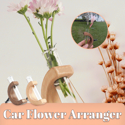 Solid Wood Creative Car Flower Arranger