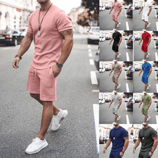 Men's Summer Short Sleeve Shorts Set