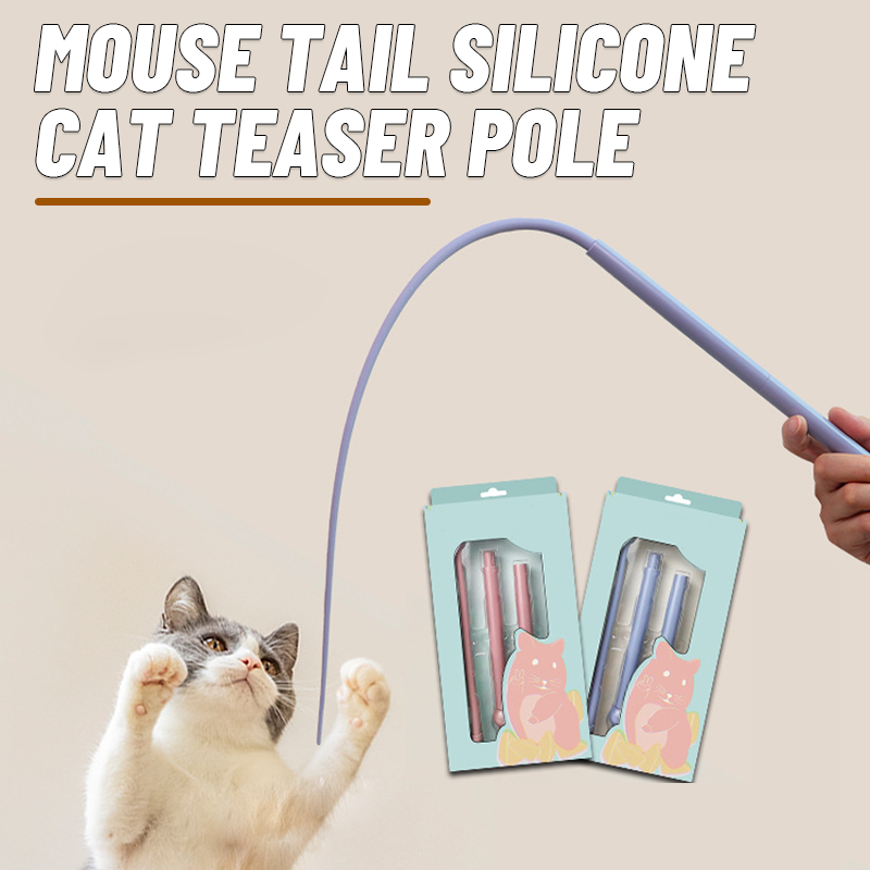 Mouse Tail Silicone Cat Teaser Pole