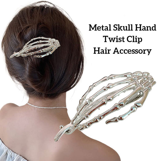 Metal Skull Hand Twist Clip Hair Accessory