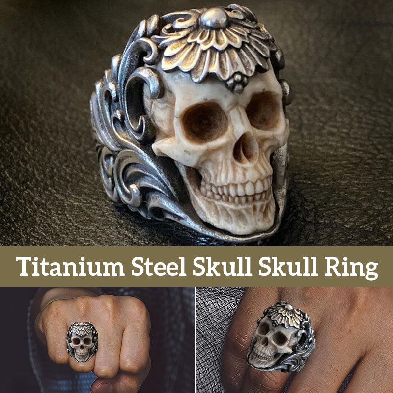 Titanium Steel Skull Skull Ring