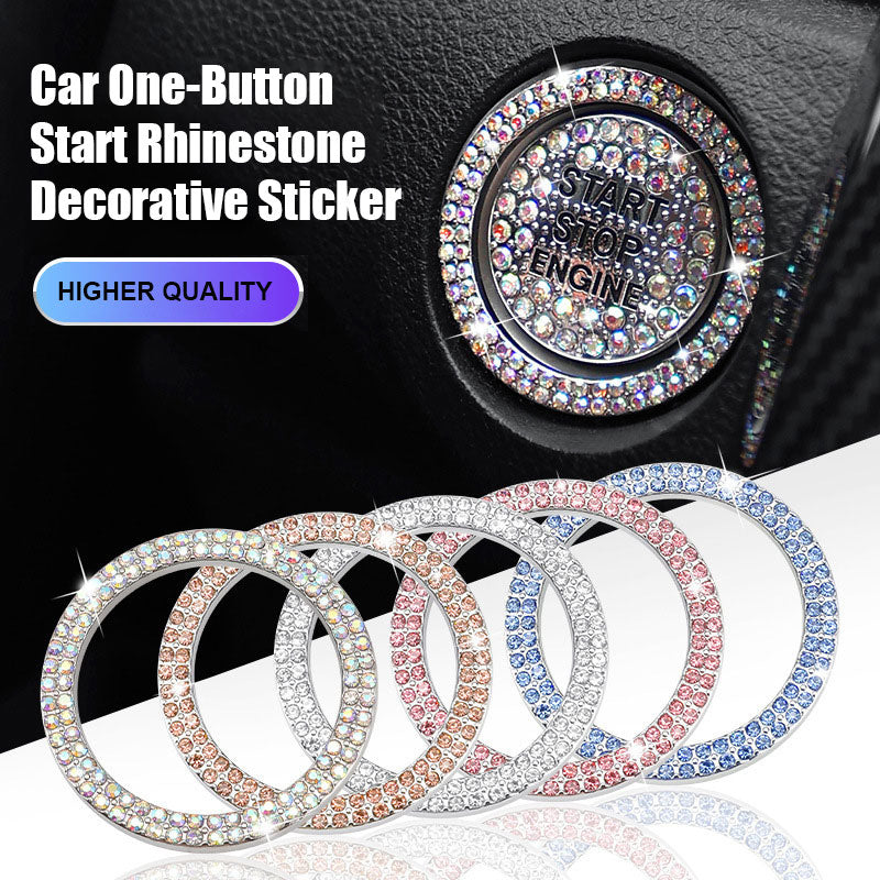 Car One-Button Start Rhinestone Decorative Sticker