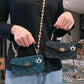 Women's Soft Silicone Chain Tote Case with Hand Strap and Long Pearl Crossbody Chain