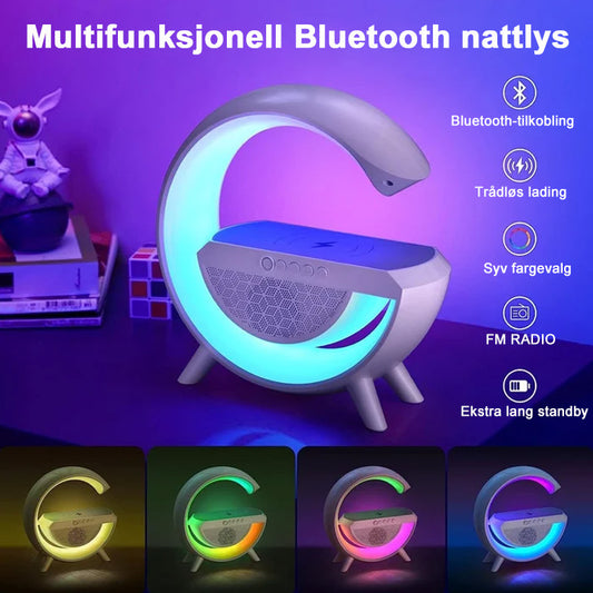 🎅Multifunksjons Bluetooth-Høyttaler - Fargerikt Omgivelseslys Trådløs Ladeklokke Alt-I-Ett-Maskin/Colorful atmosphere light wireless charging clock alarm all-in-one machine