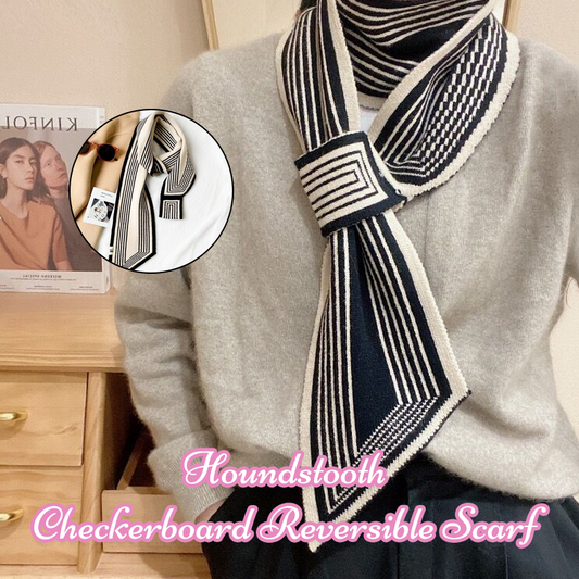 Houndstooth Checkerboard Reversible Scarf 🧣