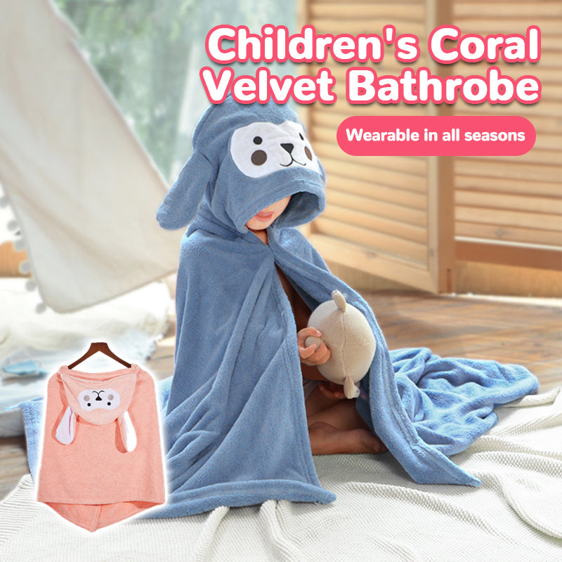 Children's Coral Velvet Bathrobe
