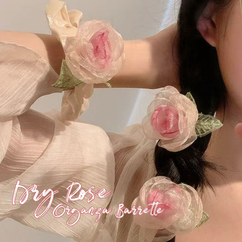 Dry Rose Organza Barrette