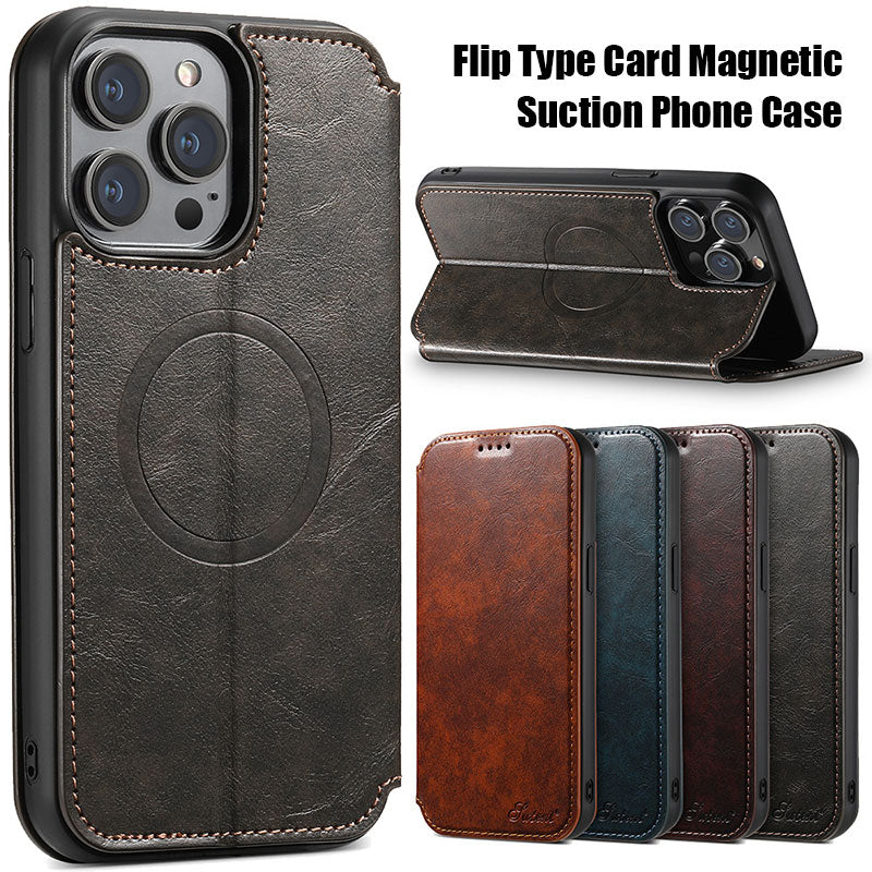 Flip Type Card Magnetic Suction Phone Case