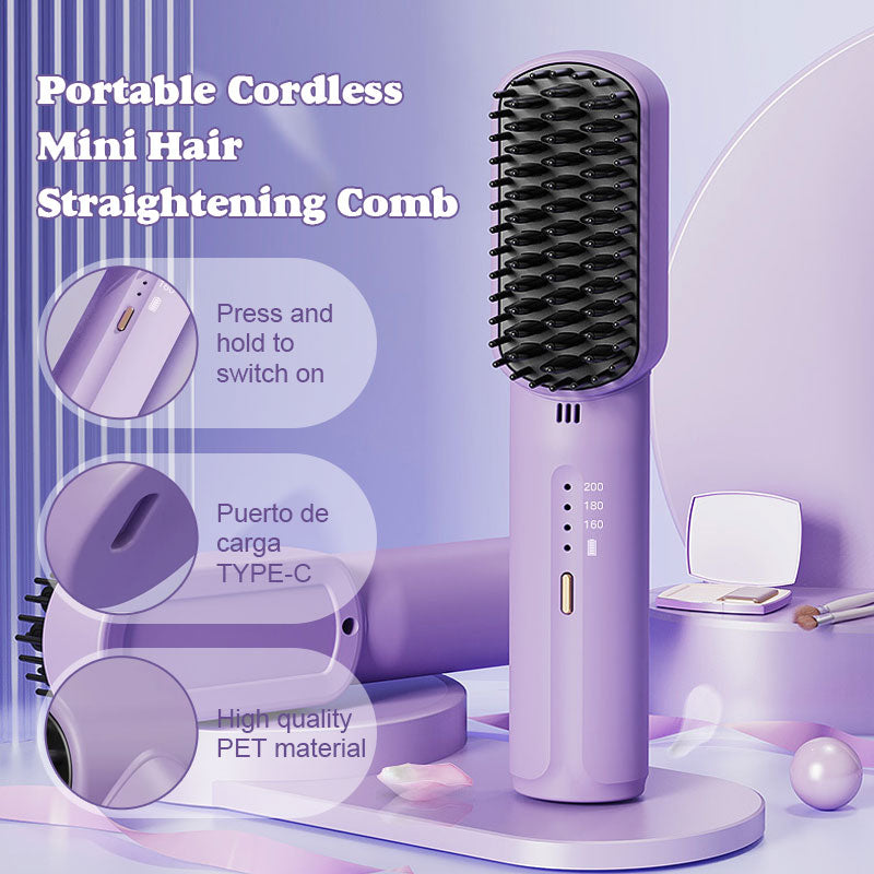 Portable Cordless Mini Hair Straightening Comb