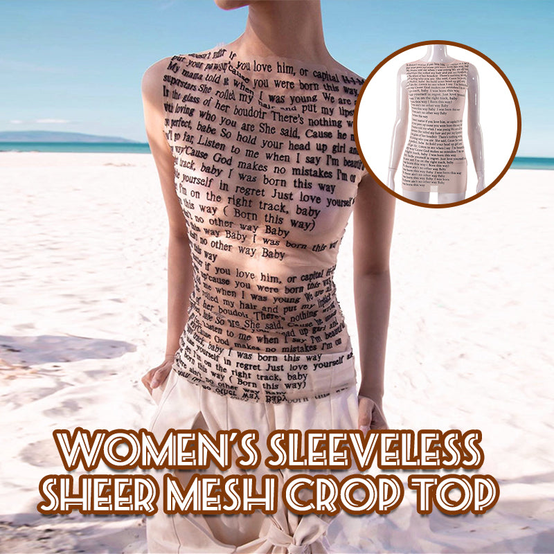 Women's Sleeveless Sheer Mesh Crop Top
