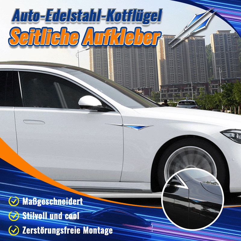 Autoseitenaufkleber aus Edelstahl (1 Paar)/Car metal 3D blade fender side markings
