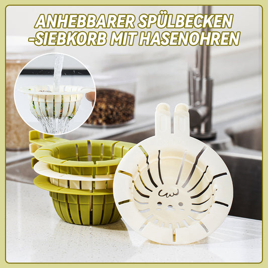 Anhebbarer Spülbecken-Siebkorb mit Hasenohren/kitchen sink strainer basket