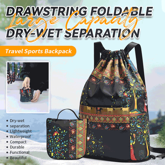 Drawstring Foldable Large Capacity Dry-wet Separation Travel Sports Backpack