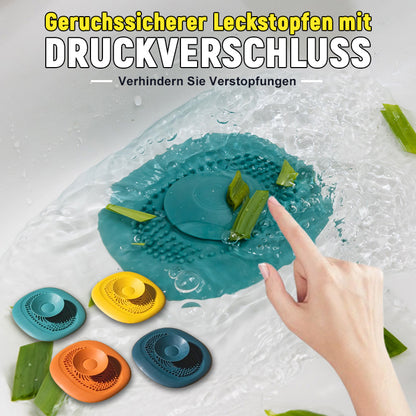 Geruchssicherer Leckstopfen mit Druckverschluss/Press the floor drain to prevent clogging